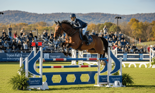 equestrian jumping at a show 