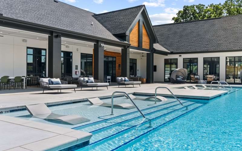 Water loungers in a pool
