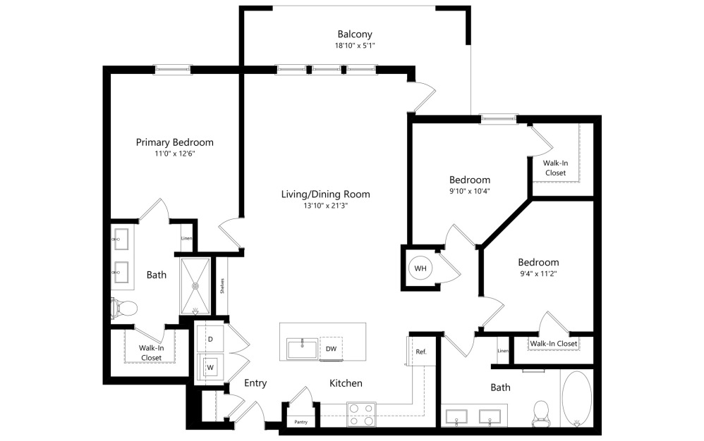 2D Black and white floor plan